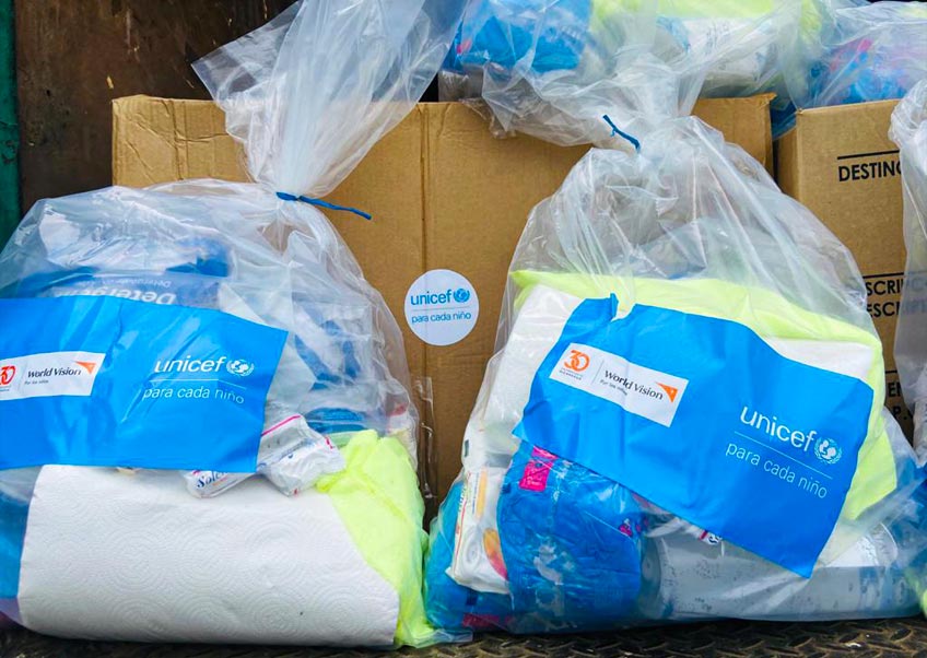 Kits que serán entregados a las familias afectadas por el Huracán Eta.