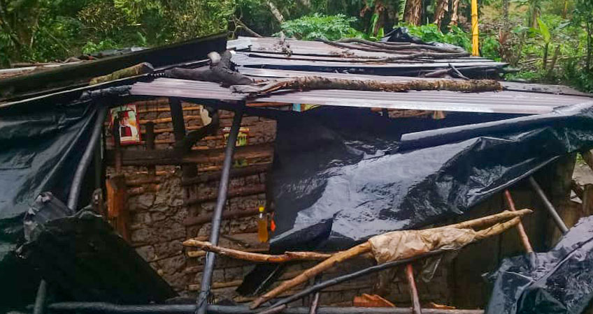 Afectaciones en el techo de vivienda en Matagalpa.