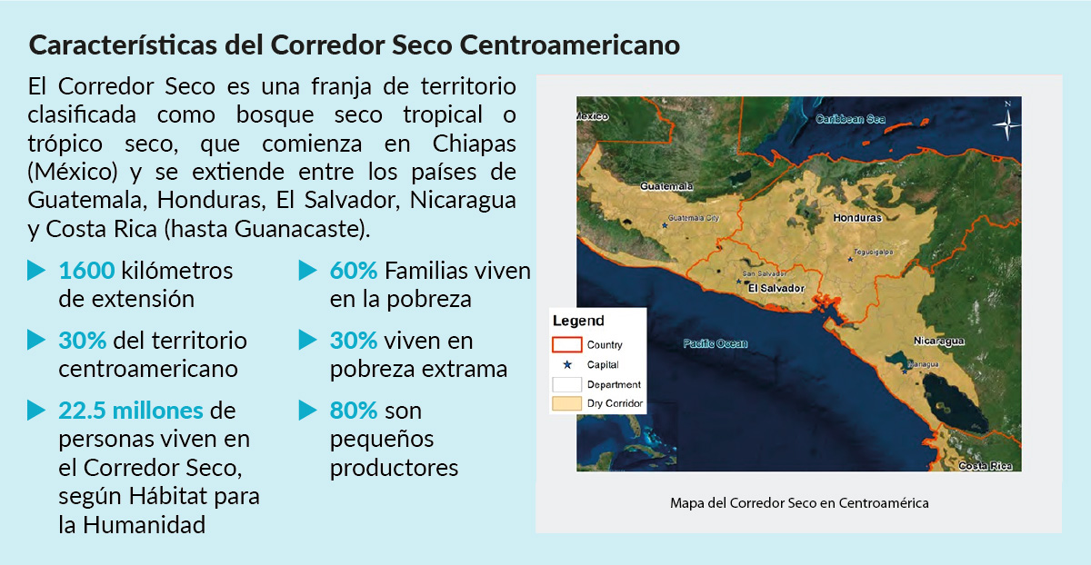 Mapa del Corredor Seco en Centroamérica.